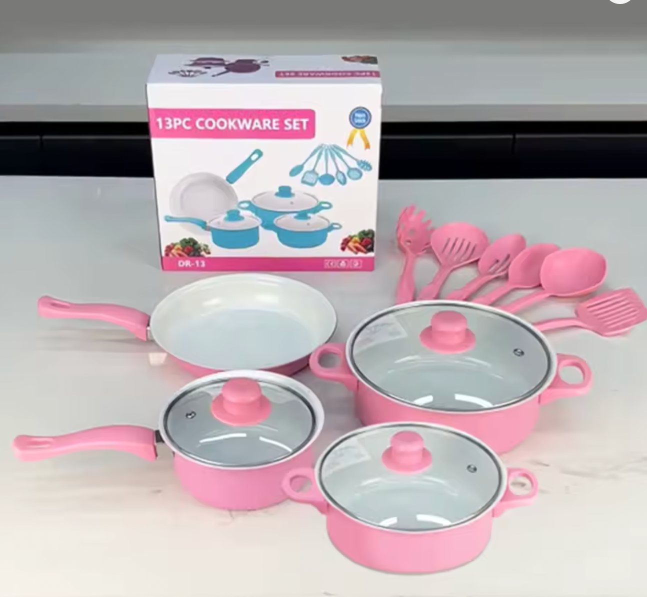 Set de 13 Piezas | 3 Ollas + 1 Sartén Antiadherentes + Utensilios 🔥